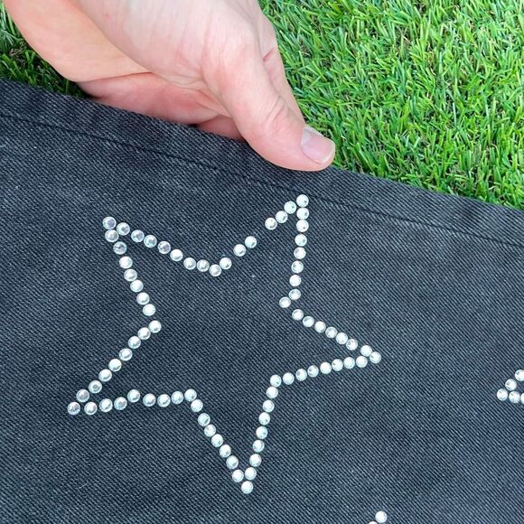 Simple society black white rhinestone star denim jeans size 00/23 - Picture 5 of 7